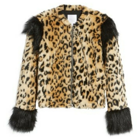 Leith Fur Plush Fur Leopard Coat Jacket Zipper S - Picture 5 of 8